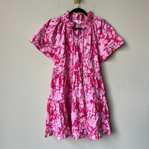 Hyacinth House Pink Textured Floral Thea Mini Dress Size XS - Picture 3 of 7